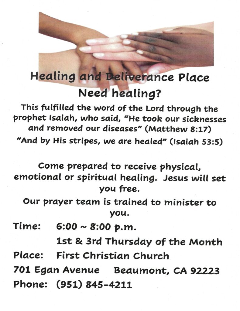 Healing Service @ First Christian Church | Beaumont | California | United States