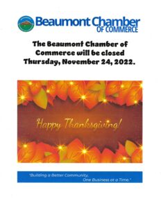 Thanksgiving Closure @ Beaumont Chamber of Commerce | Beaumont | California | United States