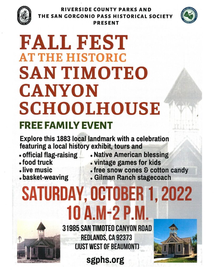 Fall Fest at San Timoteo Canyon Schoolhouse @ San Timoteo Canyon Schoolhouse | Redlands | California | United States