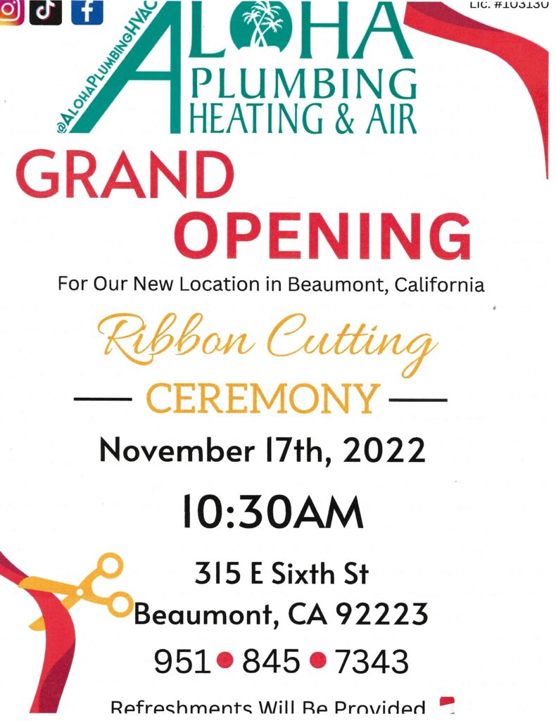 Aloha Plumbing Grand Opening @ Aloha Plumbing Heating & Air | Beaumont | California | United States