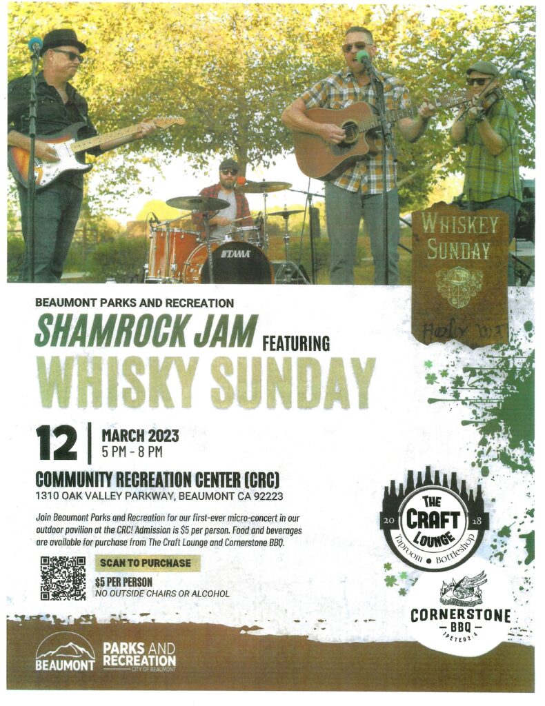 Shamrock Jam featuring Whisky Sunday @ Community Recreation Center | Beaumont | California | United States