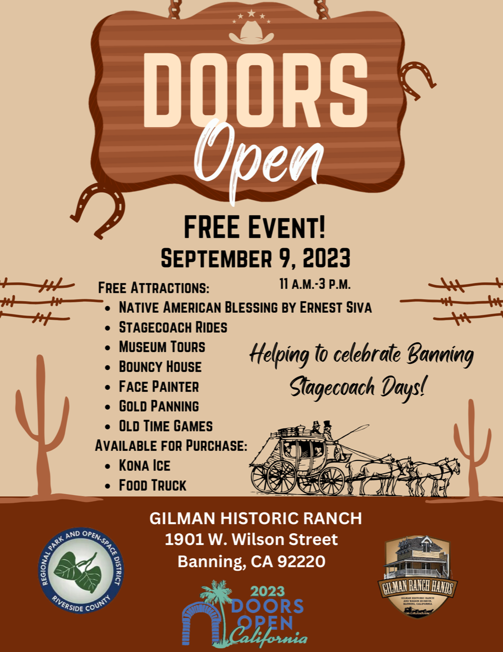 Gilman Ranch "Doors Open" Free Event @ Gilman Historic Ranch & Wagon Museum | Banning | California | United States