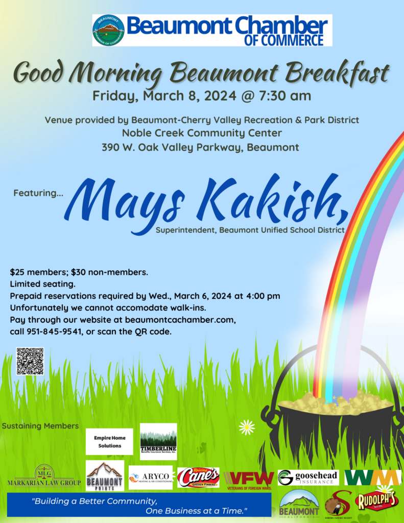 Good Morning Beaumont Breakfast @ Noble Creek Community Center, Copper Room | Beaumont | California | United States