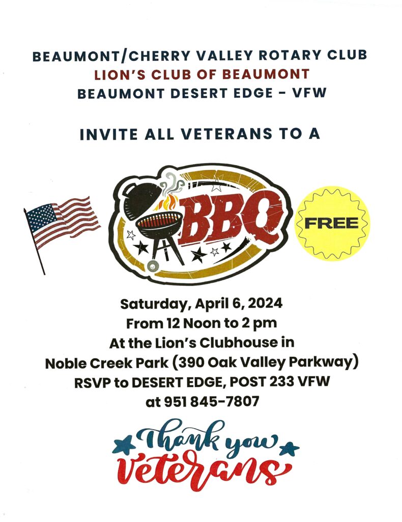 Veterans BBQ @ Lion's Clubhouse | Beaumont | California | United States