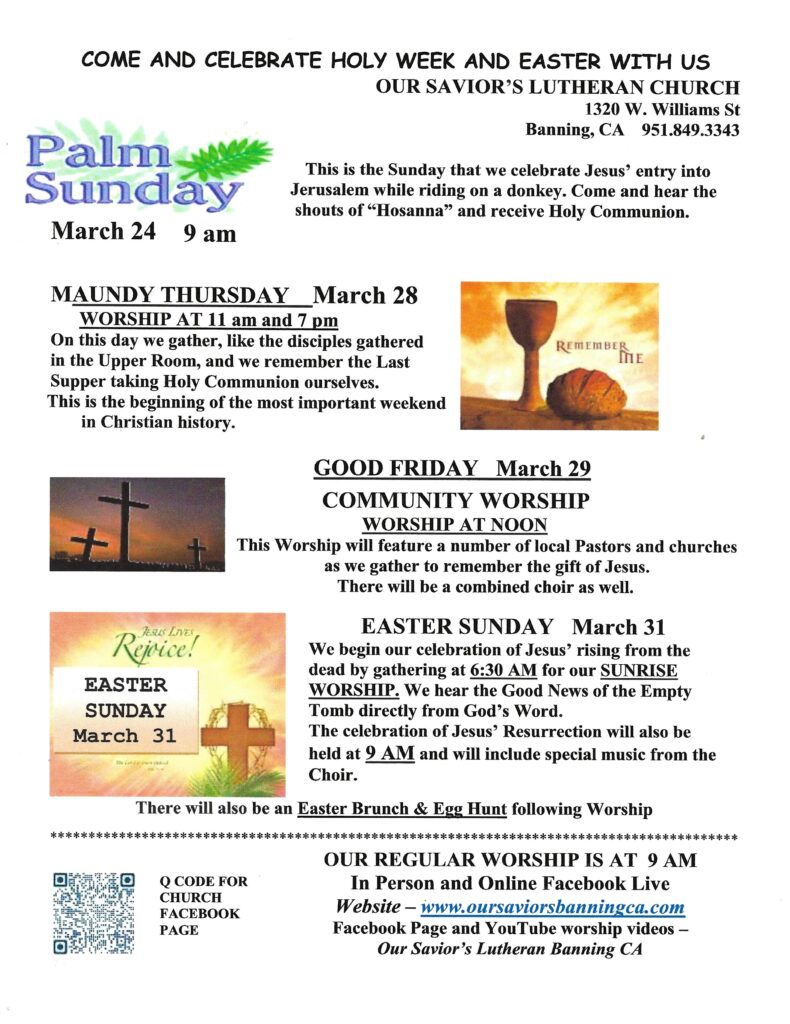 Maundy Thursday @ Our Savior's Lutheran Church | Banning | California | United States