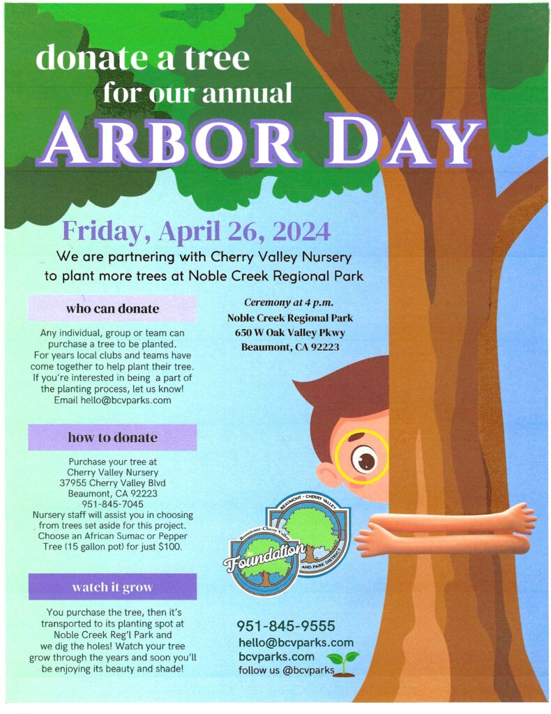 Arbor Day Ceremony @ Noble Creek Regional Park