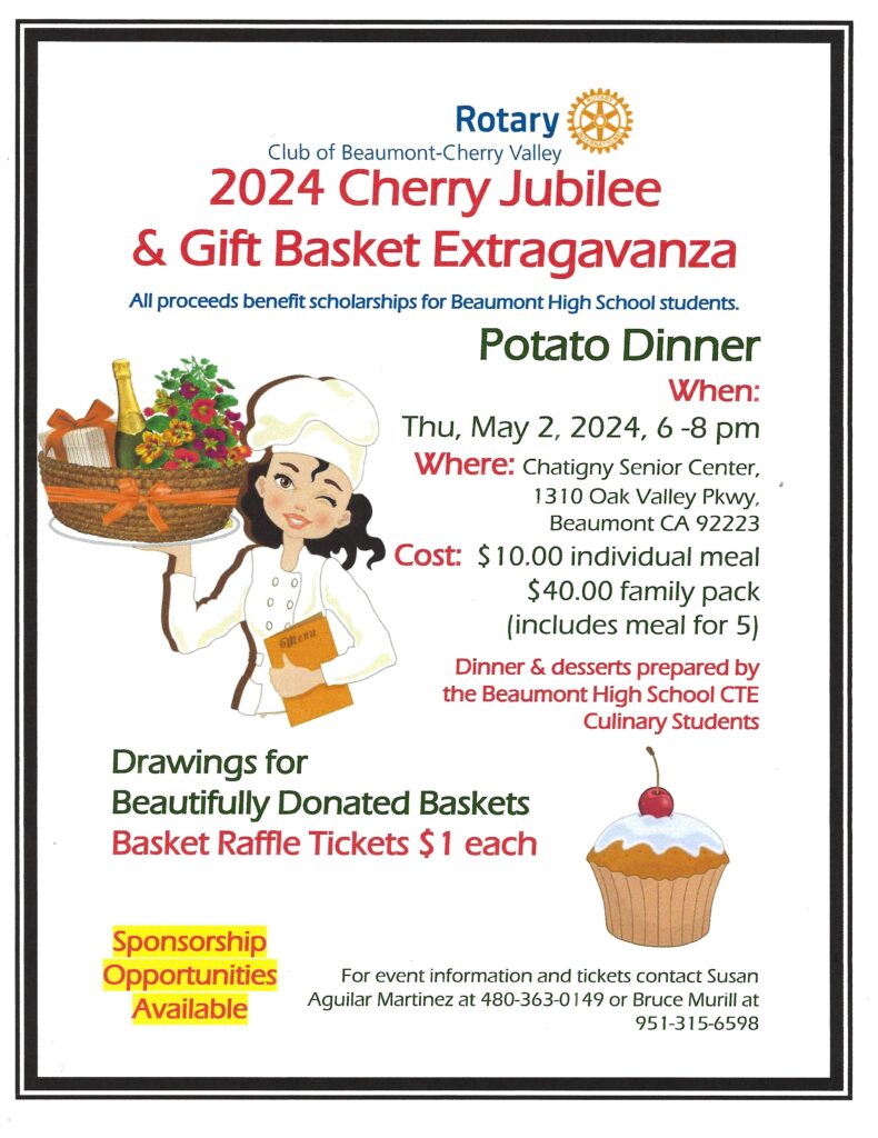 Cherry Jubilee & Gift Basket Extravaganza @ Chatigny, Sr. Community Center | Beaumont | California | United States