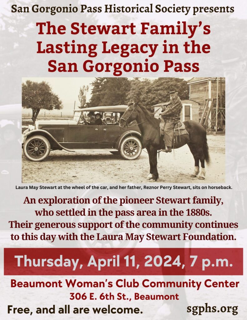 "Stewart Family's Lasting Legacy" @ Beaumont Woman's Club Community Center | Beaumont | California | United States