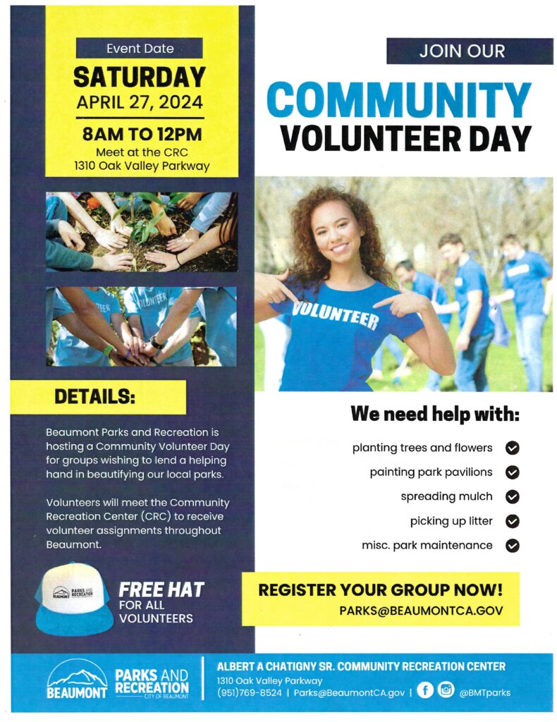 Community Volunteer Day @ Albert A. Chatigny, Sr. Community Recreation Center | Beaumont | California | United States